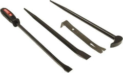 Mayhew - 4 Piece Utility Pry Bar Set - 1" Head Width, Includes 7-1/2, 16 & 17" Lengths - Exact Industrial Supply