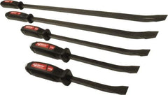 Mayhew - 5 Piece Curved Tip Pry Bar Set - 3/4" Head Width, Includes 10, 12, 17, 25 & 31" Lengths - Exact Industrial Supply