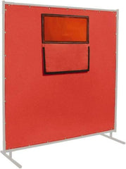 Steiner - 6' High x 6' Wide x 0.016" Thick Fiberglass & Vinyl Welding Curtain - Red, Grommet - Exact Industrial Supply