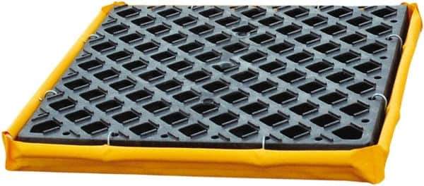 UltraTech - 6 Gal Sump, 1,500 Lb Capacity, 1 Drum, Polyethylene Spill Deck or Pallet - 24" Long x 24" Wide x 2-1/2" High, Yellow and Black, Low Profile, Inline Drum Configuration - Exact Industrial Supply