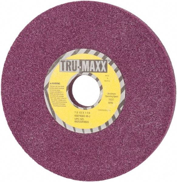 Tru-Maxx - 7" Diam x 1-1/4" Hole x 1/2" Thick, J Hardness, 46 Grit Surface Grinding Wheel - Aluminum Oxide, Type 1, Coarse Grade, Vitrified Bond, No Recess - Exact Industrial Supply