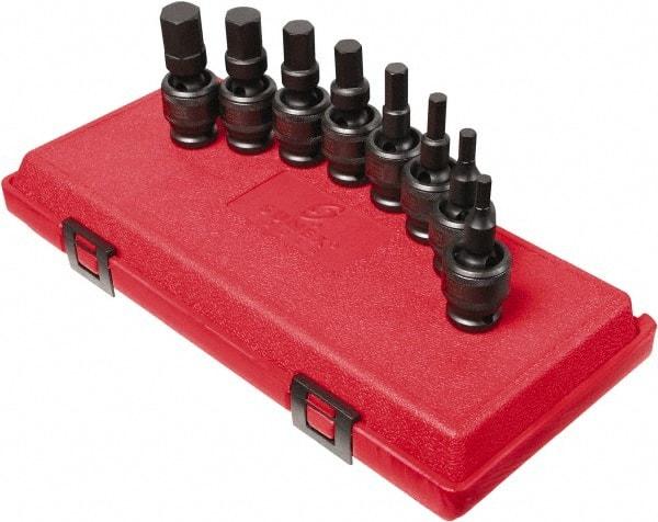 Sunex Tools - 8 Piece 1/2" Drive Metric Impact Hex Bit Socket Set - 6 to 19mm Hex - Exact Industrial Supply