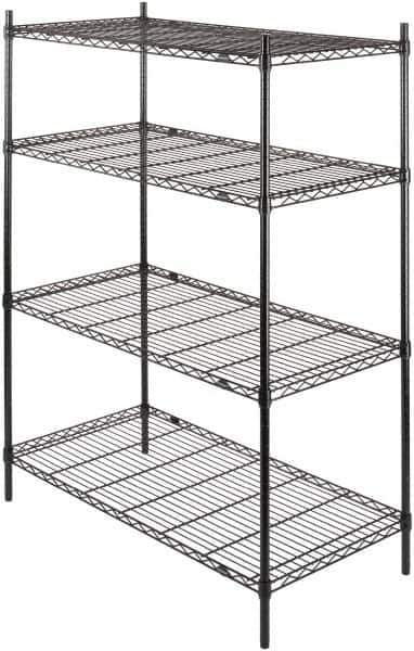 Value Collection - 4 Shelf Wire Shelving - Starter Unit - 48" Wide x 24" Deep x 63" High, - Exact Industrial Supply