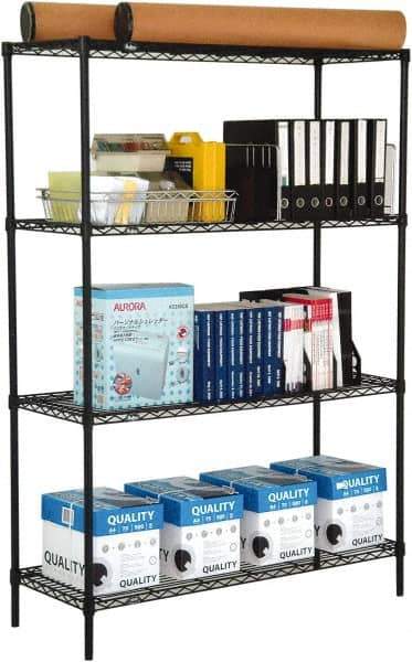 Value Collection - 4 Shelf Wire Shelving Unit - 36" Wide x 24" Deep x 74" High, - Exact Industrial Supply