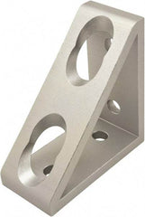 80/20 Inc. - 80mm Wide, Open Shelving 4 Hole Inside Corner Gusset - Aluminum, Clear Anodized Finish, 36mm Long, Use with 40 Series & Bolt Kit 75-3422 - Exact Industrial Supply