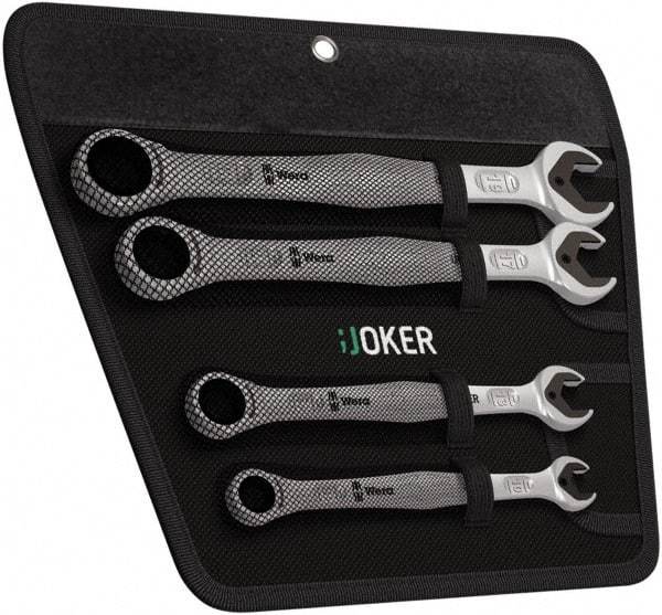 Wera - 4 Piece, 10mm to 19mm, 12 Point Combination Wrench Set - Metric Measurement Standard, Satin Finish, Comes in Cordura Nylon Roll - Exact Industrial Supply