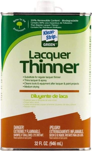 Klean-Strip - 1 Qt Lacquer Thinner - 230 gL VOC Content, Comes in Metal Can - Exact Industrial Supply