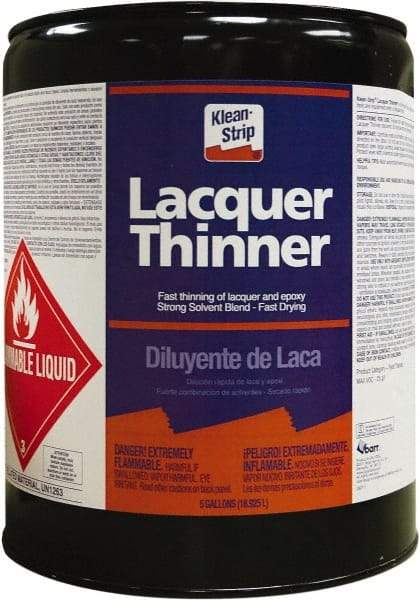 Klean-Strip - 5 Gal Lacquer Thinner - 590 gL VOC Content, Comes in Metal Can - Exact Industrial Supply