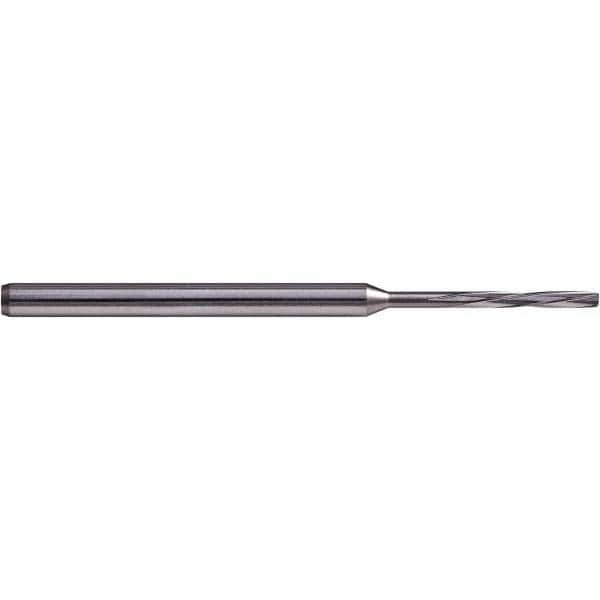 Chucking Reamer: 0.12″ Dia, 2.9527″ OAL, 2.0078″ Flute Length, Straight Shank, Solid Carbide 4 Flute, RH