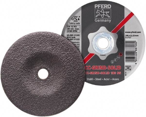 PFERD - 46 Grit, 7" Wheel Diam, Type 27 Depressed Center Wheel - Aluminum Oxide - Exact Industrial Supply