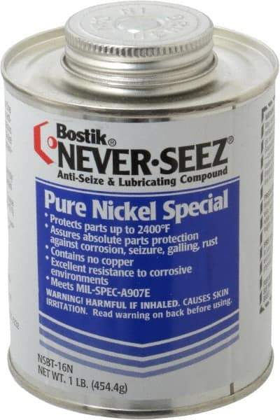 Bostik - 1 Lb Can Extreme Pressure, High Temperature Anti-Seize Lubricant - Nickel, -297 to 2,400°F, Silver Colored, Water Resistant - Exact Industrial Supply