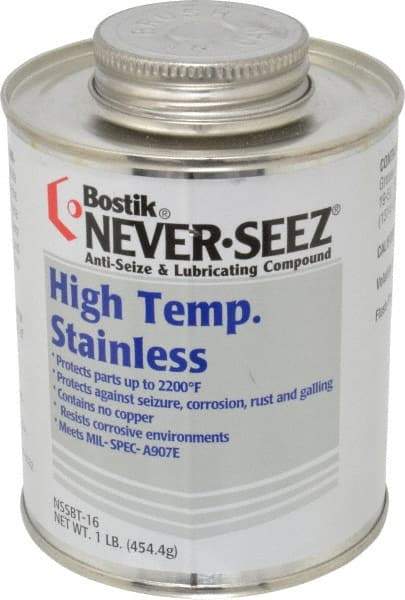 Bostik - 1 Lb Can High Temperature Anti-Seize Lubricant - Stainless Steel, -297 to 2,200°F, Silver Gray, Water Resistant - Exact Industrial Supply
