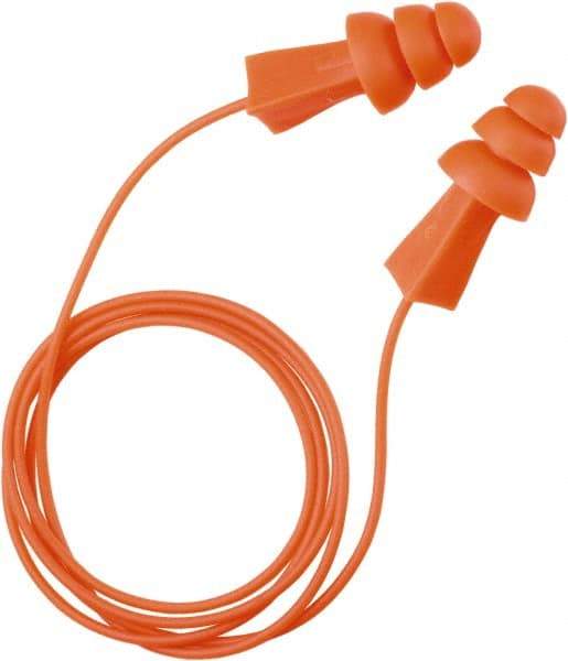 Tasco - Reusable, Corded, 27 dB, Flange Earplugs - Orange - Exact Industrial Supply