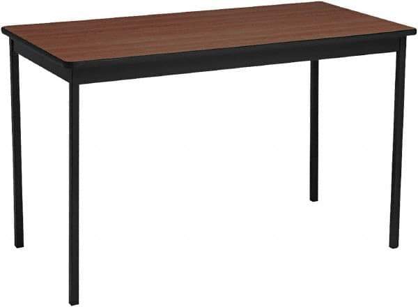 Barricks - 24" Long x 48" Wide x 30" High Stationary Utility Tables - 3/4" Thick, Walnut & Black, Wood Grain Laminate - Exact Industrial Supply
