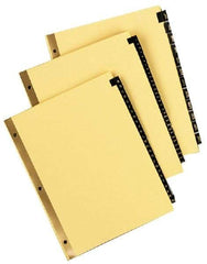 UNIVERSAL - 8-1/2 x 11" 1 to 31 Label, 31 Tabs, Single Side Gold Mylar Reinforced Binding Edge, Simulated Leather Prepinted Tab Dividers, Gold Print - Black/Gold Tabs, Buff Folder - Exact Industrial Supply