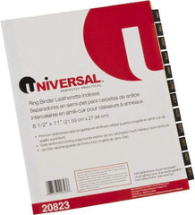 UNIVERSAL - 8-1/2 x 11" Jan to Dec Label, 12 Tabs, Single Side Gold Mylar Reinforced Binding Edge, Simulated Leather Prepinted Tab Dividers, Gold Print - Black/Gold Tabs, Buff Folder - Exact Industrial Supply