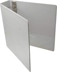 UNIVERSAL - 2" Sheet Capacity, 8-1/2 x 11", Deluxe Round Ring View Binder - Suede Grain Vinyl, White - Exact Industrial Supply