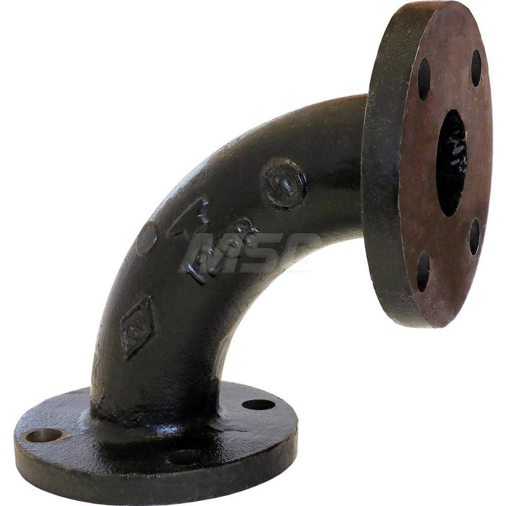 Black 90 ° Flanged Elbow: 4″, 125 psi, Threaded Cast Iron, Black Finish, Class 125