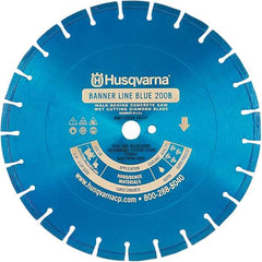 Husqvarna - 20" Diam, 1" Arbor Hole Diam, Continuous Edge Tooth Wet & Dry Cut Saw Blade - Diamond-Tipped, General Purpose Action, Standard Round Arbor - Exact Industrial Supply