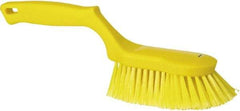 Vikan - 2" Bristle Length, Polyester Wash Brush - 5-13/16" Long x 5" Wide Head, 13-1/2" OAL, Yellow, Polypropylene Block - Exact Industrial Supply