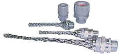 Woodhead Electrical - Liquidtight, Elbow Strain Relief Cord Grip - 1/2 NPT Thread, 3-7/8" Long, Iron & Zinc-plated Steel - Exact Industrial Supply