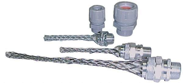 Woodhead Electrical - Liquidtight, Elbow Strain Relief Cord Grip - 1-1/4 NPT Thread, 5-5/8" Long, Iron & Zinc-plated Steel - Exact Industrial Supply