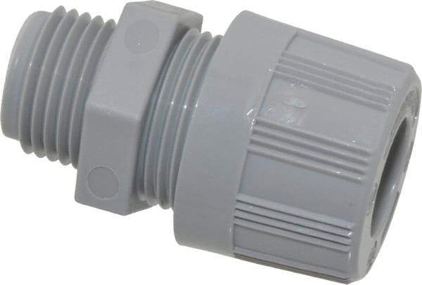 Woodhead Electrical - 3.18 to 4.749mm Capacity, Liquidtight, Straight Strain Relief Cord Grip - 1/2 NPT Thread, Nylon - Exact Industrial Supply