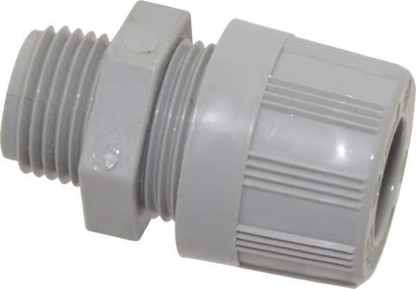 Woodhead Electrical - 11.1 to 12.7mm Capacity, Liquidtight, Straight Strain Relief Cord Grip - 1/2 NPT Thread, Nylon - Exact Industrial Supply
