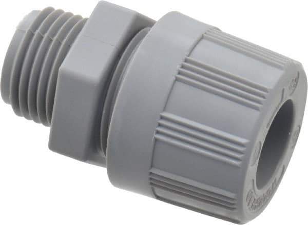 Woodhead Electrical - 12.7 to 14.27mm Capacity, Liquidtight, Straight Strain Relief Cord Grip - 1/2 NPT Thread, Nylon - Exact Industrial Supply