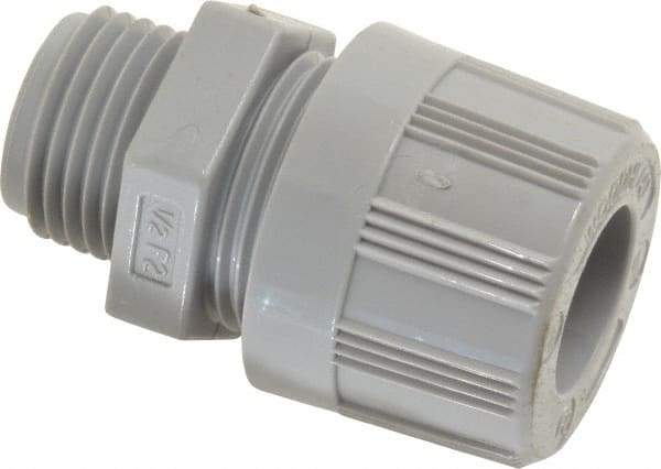 Woodhead Electrical - 14.27 to 15.88mm Capacity, Liquidtight, Straight Strain Relief Cord Grip - 1/2 NPT Thread, Nylon - Exact Industrial Supply