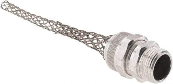 Woodhead Electrical - 14.4 to 17.45mm Capacity, Liquidtight, Straight Strain Relief Cord Grip - 1 NPT Thread, 6-1/2" Long, Aluminum - Exact Industrial Supply