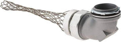 Woodhead Electrical - Liquidtight, Elbow Strain Relief Cord Grip - 2 NPT Thread, 7-1/2" Long, Iron & Zinc-plated Steel - Exact Industrial Supply