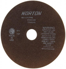 Norton - 8" 60 Grit Aluminum Oxide Cutoff Wheel - 1/32" Thick, 1-1/4" Arbor, 4,775 Max RPM, Use with Stationary Tools - Exact Industrial Supply