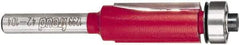 Freud - 1/2" Cut Diam, 1" Length of Cut, 7 Flute Flush Trim Edge Profile Router Bit - Carbide-Tipped, 1/4" Shank Diam, 2-13/16" OAL, Proprietary Coating - Exact Industrial Supply