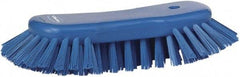 Vikan - 1.3" Bristle Length, Polyester Utility Scrub Brush - 7-3/4" Long x 3" Wide Head, 8" OAL, Blue, Polypropylene Block - Exact Industrial Supply