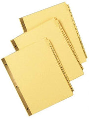 UNIVERSAL - 8-1/2 x 11" 1 to 31 Label, 31 Tabs, Double Sided Gold Mylar, Tab Divider - Tan/Black Tabs, Buff Folder - Exact Industrial Supply