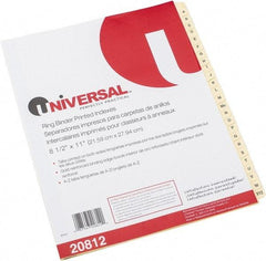 UNIVERSAL - 8-1/2 x 11" A to Z Label, 26 Tabs, Single Sided Clear Mylar, Tab Divider - Tan/Black Tabs, Buff Folder - Exact Industrial Supply