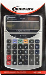 innovera - 12-Digit Portable Calculator - 18mm Display Size, White, Solar & Battery Powered, 7" Long x 4-3/4" Wide - Exact Industrial Supply
