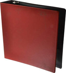 UNIVERSAL - 2" Sheet Capacity, 8-1/2 x 11", Round Ring Binder Without Label Holder - Suede Finish Vinyl Cover, Red - Exact Industrial Supply