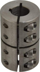 Climax Metal Products - 1/2" Inside x 1-1/8" Outside Diam, One Piece Split Clamping Collar with Keyway - 1-3/4" Long x 1/8" Keyway Width x 1/16" Keyway Depth - Exact Industrial Supply