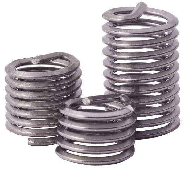 Heli-Coil - #8-36 UNF, 0.328" OAL, Free Running Helical Insert - 9-1/8 Free Coils, Tanged, 304 Stainless Steel, Bright Finish, 2D Insert Length - Exact Industrial Supply