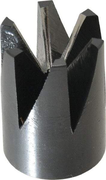 Made in USA - 60° Included Angle, 3/8-24" Hole Thread, Chamfer Edge, High Speed Steel, Outer Tube Edge Finishing Cutter - 7/8" Cutter Head Outside Diam, 1/2" Max Workpiece, 1-1/4" Long, 1/8" Threaded Hole Diam - Exact Industrial Supply