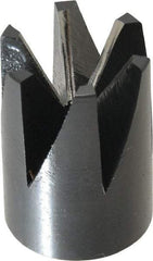 Made in USA - 60° Included Angle, 3/8-24" Hole Thread, Chamfer Edge, High Speed Steel, Outer Tube Edge Finishing Cutter - 7/8" Cutter Head Outside Diam, 1/2" Max Workpiece, 1-1/4" Long, 1/8" Threaded Hole Diam - Exact Industrial Supply