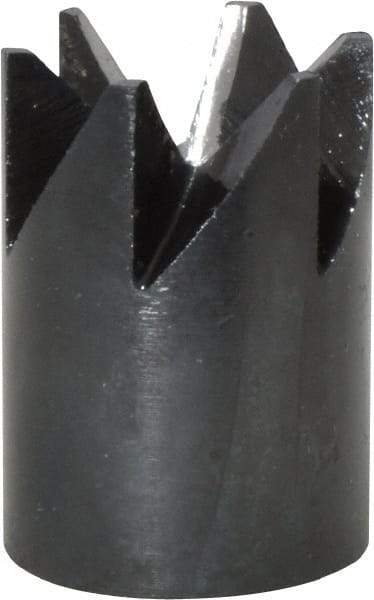 Made in USA - 90° Included Angle, 3/8-24" Hole Thread, Chamfer Edge, High Speed Steel, Outer Tube Edge Finishing Cutter - 7/8" Cutter Head Outside Diam, 1/2" Max Workpiece, 1-1/4" Long, 1/8" Threaded Hole Diam - Exact Industrial Supply