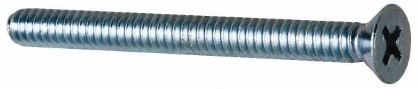 Value Collection - #10-24 UNC, 2" OAL Phillips Drive Machine Screw - Flat Head, Grade 2 Steel, Zinc-Plated Finish, Without Washer - Exact Industrial Supply
