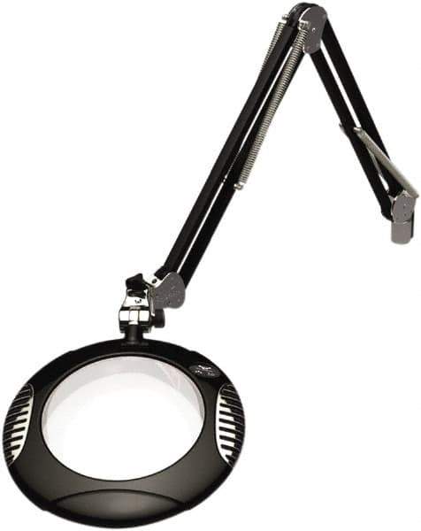 O.C. White - 43 Inch, Spring Suspension, Clamp on, LED, Black, Magnifying Task Light - 8 Watt, 7.5 and 15 Volt, 2x Magnification, 5-1/4 Inch Wide, 7-1/2 Inch Long - Exact Industrial Supply