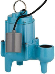 Little Giant Pumps - 4/10 hp, 8.5 Amp Rating, 115 Volts, Piggyback Mechanical Float Operation, Sewage Pump - 1 Phase, Cast Iron Housing - Exact Industrial Supply