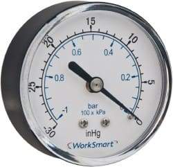 Value Collection - 2-1/2" Dial, 1/4 Thread, 0-15 Scale Range, Pressure Gauge - Center Back Connection Mount, Accurate to 3-2-3% of Scale - Exact Industrial Supply