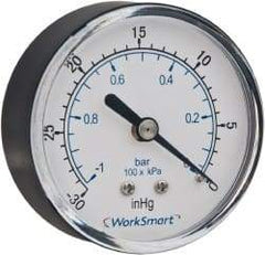 Value Collection - 2-1/2" Dial, 1/4 Thread, 0-30 Scale Range, Pressure Gauge - Center Back Connection Mount, Accurate to 3-2-3% of Scale - Exact Industrial Supply