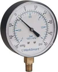 Value Collection - 1-1/2" Dial, 1/8 Thread, 0-15 Scale Range, Pressure Gauge - Lower Connection Mount, Accurate to 3-2-3% of Scale - Exact Industrial Supply